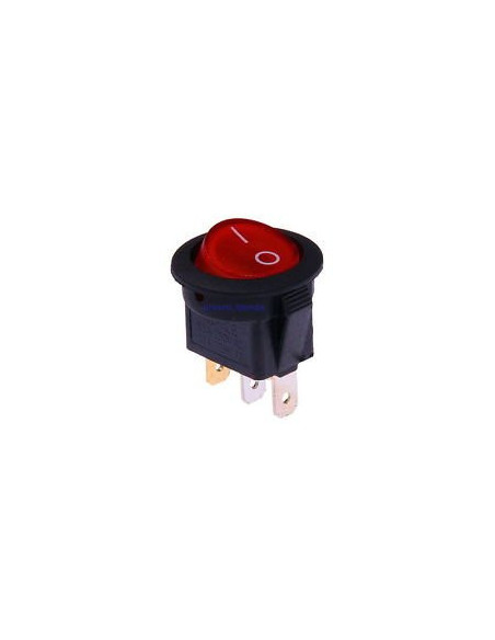 Interruptor Redondo Basculante Rojo iluminado ON/OFF 3 polos con luz 220V