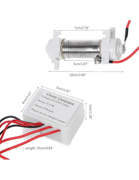 Tubo generador de ozono para tratamiento de agua DIY y purificador de aire AC220V 200mg Home
